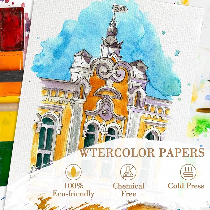 100PCS 4x4 Watercolor Paper Bulk, 140lb/300g Cold Press Thick Water Color Paper Pad for Kid Child Adult, White Art Paper for Drawing Painting Markers Gouache, Textured Cotton Paper Sheets