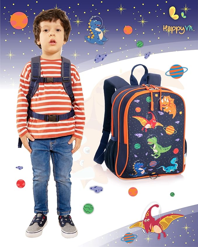 HappyVk- Backpack with Leash for Kids-Anti Lost Walking Toddler Leash-Dinosaur design-for 1-4 Years Old Boys, Girls