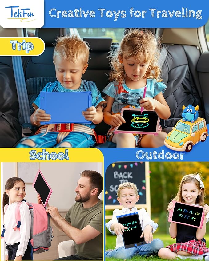 TEKFUN 20 Pack LCD Writing Tablet with Stylus, 8.5in Erasable Doodle Board Mess Free Drawing Pad for Kids, Car Trip Educational Toys Birthday Christmas Gift for 3 4 5 6 7 Girls Boys