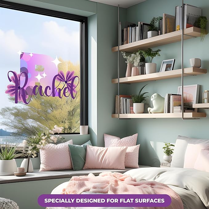 CRYPTONITE Custom Stickers Name Wall Decor with Purple Flower | Custom Name & Initial for Purple Wall Decor | Flower Wall Decals for Bedroom Decor I Custom Decal for Baby Girl Nursery Decor(E. Floral)