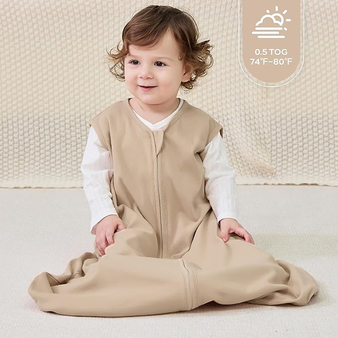 JELLYMONI Baby Sleep Sack 0-6 Months Wearable Blanket for Baby, 100% Cotton 2 Pack Infant Toddler Sleeping Sack Lightweight Soft 2-Way Zipper Sleepsack