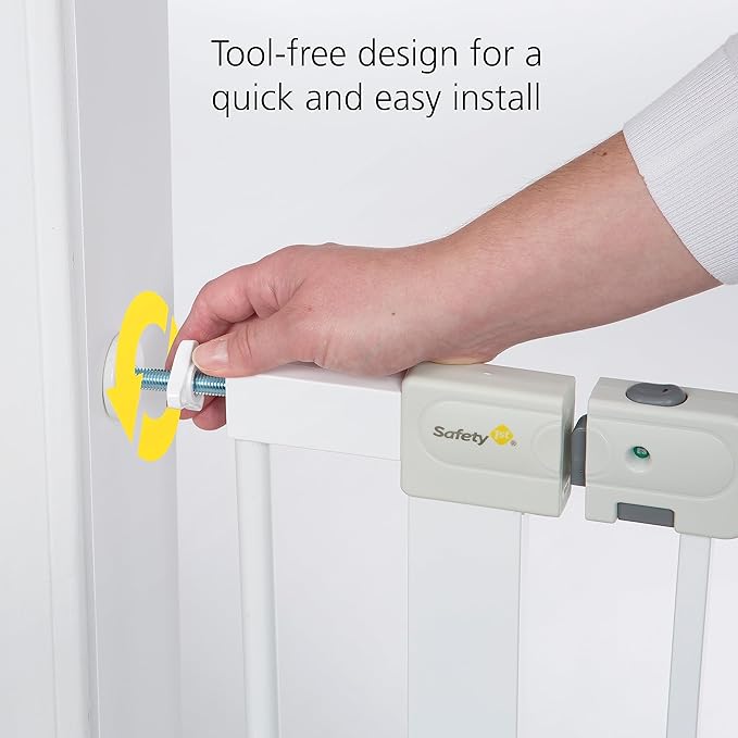 Safety 1st Easy Install Baby Gate for Doorways, Auto-Close Pressure-Mounted Magnetic Latch, Indoor Dog Gates, No Drilling, Fits 29"-38", Black