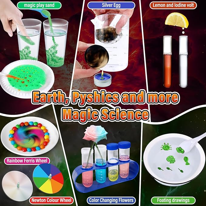 250 Experiments Kits for Kids, Science S.T.E.M Projects Scientific Toys for Boys Girls Gifts Ideas Birthday Christmas, Erupting Volcano, Planet, Bouncy Ball,Chemistry Scientist Set