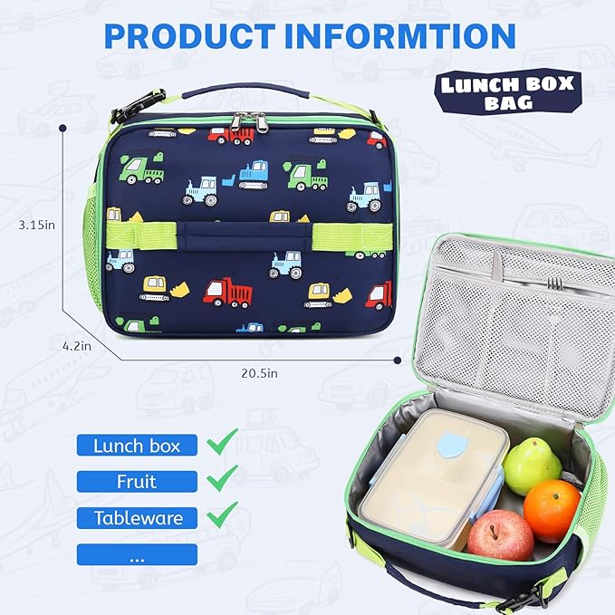 mygreen 3PCS Kids Backpack Set - Waterproof Bookbag with Lunch Box for Boys Ages 3-12, Adorable Cartoon Prints for School & Outdoor Use Black Soccer