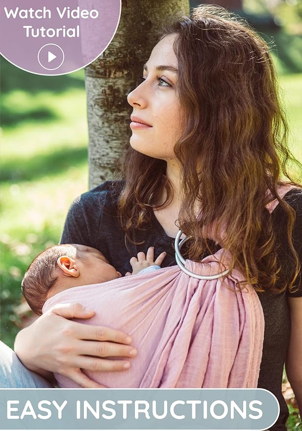 Baby Carrier Sling – Breathable 100% Cotton Wrap for Infant Support, Rose Sling Ring – Adjustable Muslin Fabric, Baby Carrier Newborn to Toddler – Soft Chest Hold for Travel