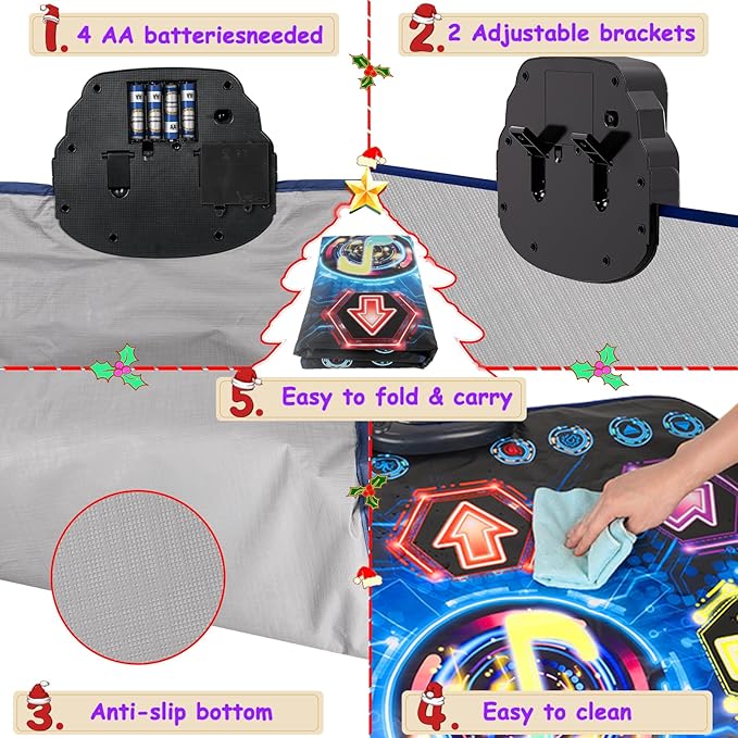 2025 Upgraded Dance Mat Toys for 3-12 Year Old Kids, Electronic Dance Pad with Light-up 8-Button Wireless Bluetooth, Music Dance with 27 Game Levels, Christmas Birthday Toy Gifts for Girls Boys