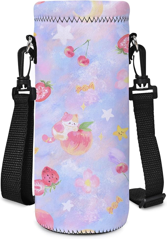 AUPET Water Bottle Sling Bag Carrier Crossbody Sleeve,Insulated Neoprene Bottle Case Holder Pouch Cover 500ML/17oz with Shoulder Strap for Walking Women Men