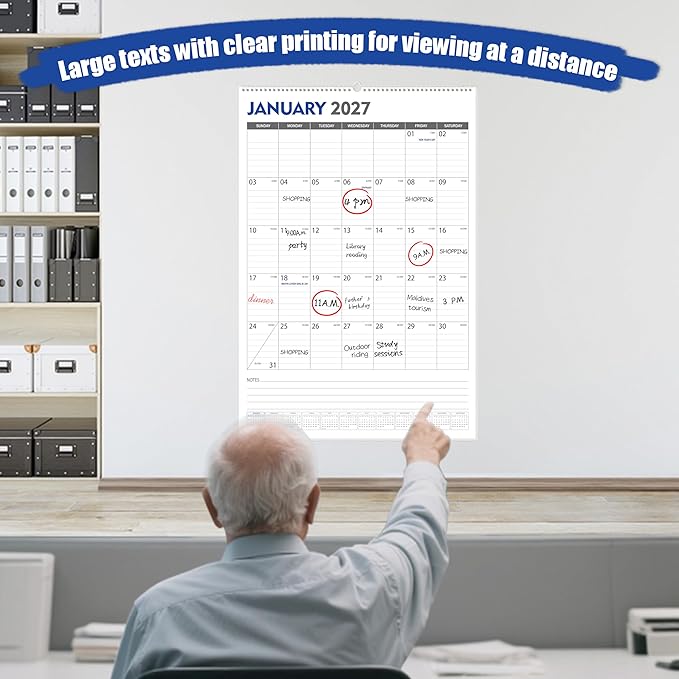 GuassLee Extra Large Wall Calendar 2025-26, 20"x 30" Gaint Vertical Wall Calendar 2026, Sep. 2025 to Mar. 2027, 19-Month Hanging Paper Planner Wall with Julian Date for Office Home