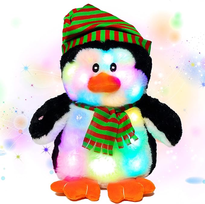 Cuteoy Light-up Plush Penguin LED Stuffed Animal Birthday Christmas Plushies Toy Gifts for Kids Toddler Girls,11“