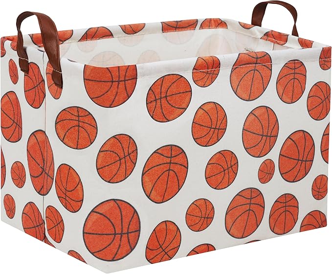 HIYAGON Rectangular Basketball Basket Kids Gift Basket Baby Toy Storage Bin Organizer Box Room Decor(Basketball)