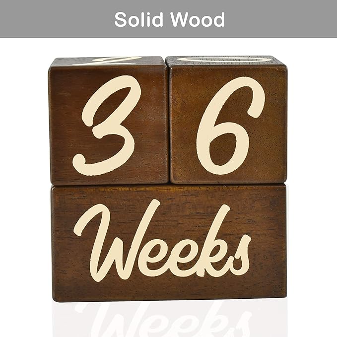 I'm Solid Wood Weekly Monthly Yearly Baby Milestone Age Blocks, Gender Neutral, Newborn Gifts & Keepsakes for Picture Props (3 Pcs/Brown)