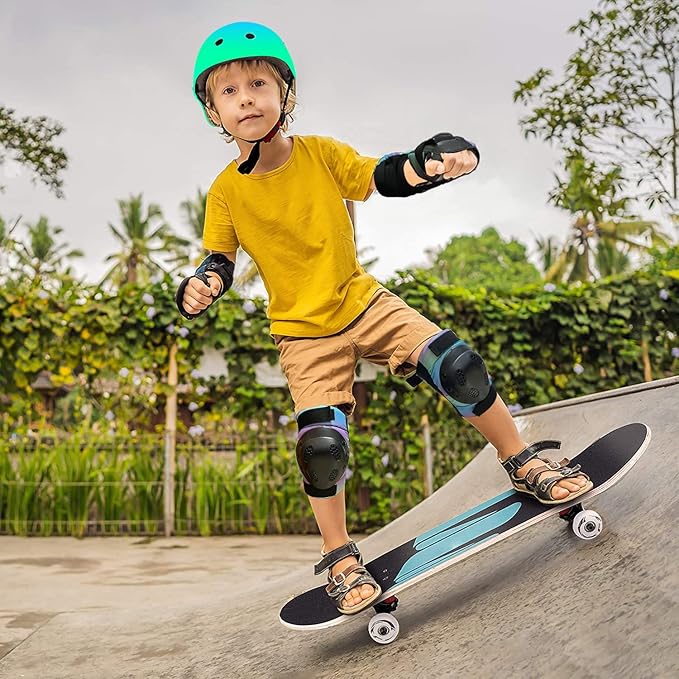 Adjustable Color Gradient Skateboard Helmet for 3-5-8-14+Ages【Toddler Kids Youth Adult】 Girls Boys Woman.Bike Helmet for Multi-Sports Cycling Bicycle Scooter Inline Roller Skate Rollerblading