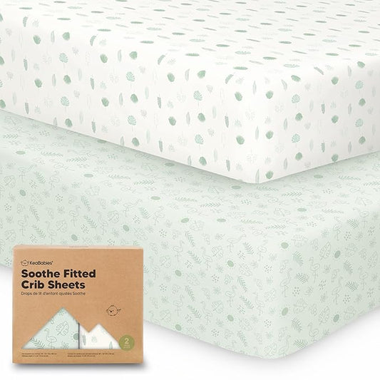 KeaBabies 2-Pack Organic Crib Sheets for Boys, Girls - 52x28 Fitted Crib Mattress Sheet Neutral, Breathable Jersey Cotton Cover for Baby Bed, Toddler Mattress, Soft & Cute Prints (Tropic Oasis)