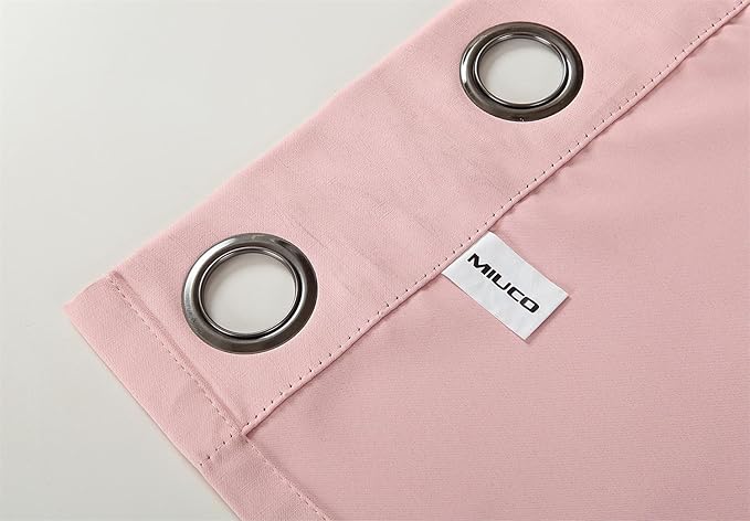 MIUCO Blackout Curtains Room Darkening Curtains Textured Grommet Curtains for Kids Bedroom Set of 2 52x84 Inch Pink
