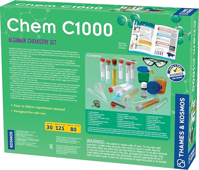 Thames & Kosmos Chem C1000 Chemistry Set | Science Kit with 125 Experiments | 80 Page Lab Manual | Student Laboratory Quality Instruments & Chemicals | Parents’ Choice Gold Award Winner