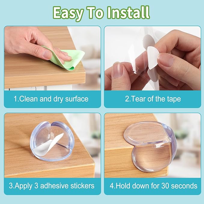 Corner Protector for Baby: Baby Proofing Safety Corner Clear Furniture Tablet Corner Protection| Protectors Guards, Baby Proof Bumper & Cushion to Cover Sharp Furniture & Table Edges (24 Count Round)