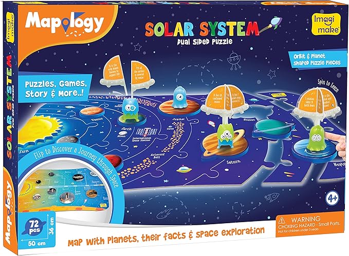 Imagimake Mapology Solar System for Kids | Educational Toys for Kids 5-7 | Space Toys | Puzzles for Kids Ages 4-8 | Planet Puzzles for Kids Ages 4-8 | Birthday and Christmas Gift for Boy & Girls