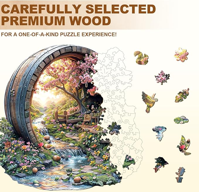 Wooden Puzzles for Adults, Spring Flower Wooden Jigsaw Puzzle for Adults, Unique Animal Shape Wood Puzzles Adult, Birthday Party Gifts for Friends & Family Leisure Time Game Home Decor (XL)