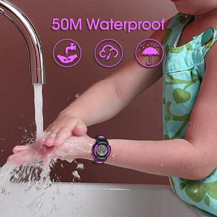 Kids Watch,Boys Watch for 3-15 Year Old Boys,Digital Sport Outdoor Multifunctional Chronograph LED 50 M Waterproof Alarm Calendar Analog Watch for Children with Silicone Band,Kids Gift