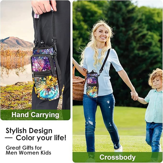 icolor Water Bottle Carrier Bag with Strap 25/32/40 oz Crossbody Bottle Holder with Phone Pocket Sling Sleeve Insulated Neoprene Water Bottle Pouch for Walking Travelling