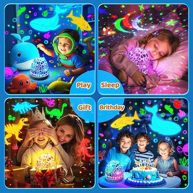 Baby Sound Machine Night Light Projector | 15 Sleeping Sounds & 3D Films | 31Colors & Remote Control | Toddler Night Light for Kids, Baby White Noise Machine, Sound Machine baby, Egg Light for Nursery