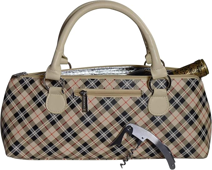 Wine Clutch Bag Thermal Insulated Wine Carrier Tote Holds Red and White Wine 750 Milliliter Bottle Includes Portable Waiter Style Corkscrew