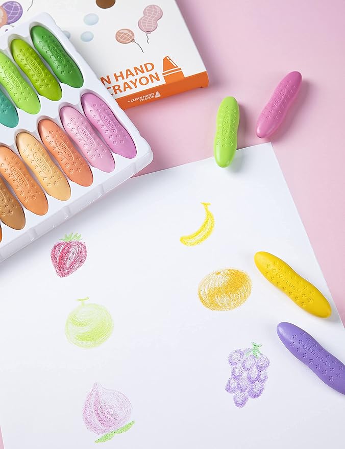 YPLUS Peanut Crayons for Kids, 12 Pastel Colors Washable Toddler Crayons, Non-Toxic Baby Crayons for Ages 2-4, 1-3, 4-8, Coloring Art Supplies