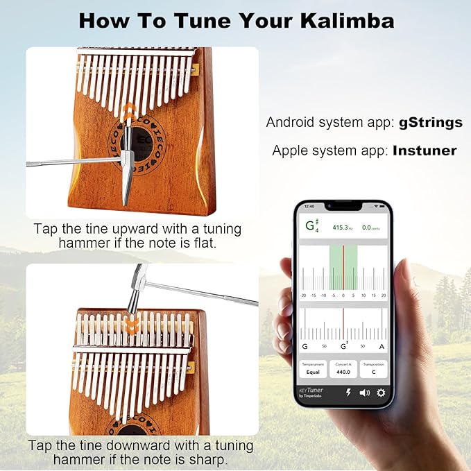 Kalimba Thumb Piano 17 Keys Portable Finger Piano Marimba Music Gifts for Adults Kids