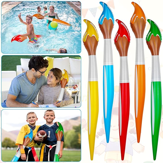 10 Pcs 41.3 Inch Giant Inflatable Paint Brushes Large Blow up Paintbrush Tall Large Jumbo Decorations Prop Set for Birthday Party Favors Classroom School Back to School Supplies,5 Colors