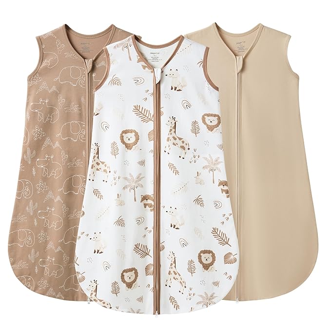 JELLYMONI Baby Sleep Sack 12-18 Months 0.5 Tog Wearable Blanket for Baby, 100% Cotton 3 Pack Infant Toddler Sleeping Sack Lightweight Soft 2-Way Zipper Sleepsack