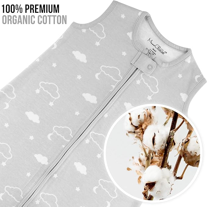 Baby Sleep Sack 1.0 TOG, Organic Cotton Baby Wearable Blanket with Two-Way Zipper, Swaddle Transition Baby Sleeping Bag, All-Season Sleep Sack for Newborn Infant Toddler Boy Girl, 18-24 Months, 1-Pack