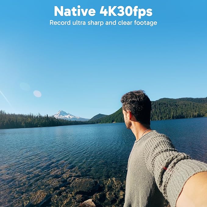 AKASO V50X Native 4K30fps WiFi Action Camera with EIS Touch Screen 4X Zoom 131 feet Waterproof Camera Support External Mic Remote Control with Helmet Accessories (Without 64GB MicroSD Card)
