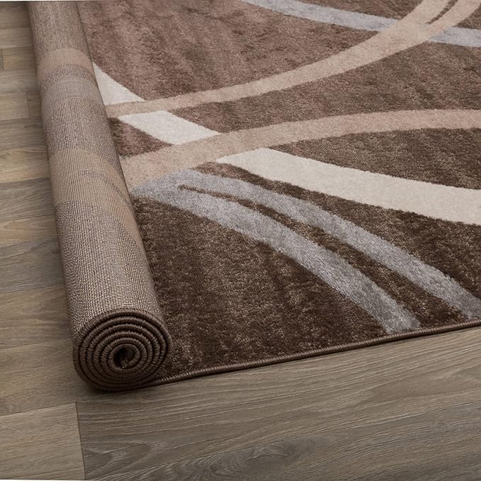 Rugshop Modern Wavy Circles Design Runner Rug 2'7" x 8' Brown