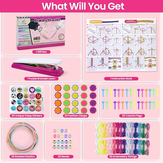 IQKidz Friendship Bracelet Making Kit - Make Bracelets Craft Toys for Girls Age 8-12 yrs, Cool Birthday Gifts for 6 7 9 10 11 Years Old Kids, Christmas Gift Set