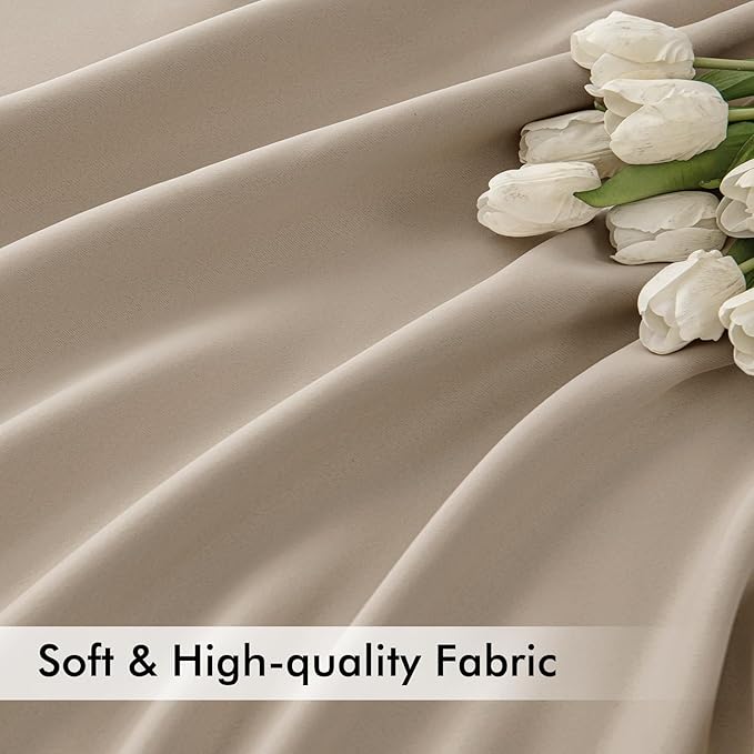 MIULEE Taupe Back Tab Blackout Curtains 120 Inch Long 2 Panels Set for Bedroom, Rod Pocket/Pinch Pleated Extra Long Thermal Insulated Living Room Darkening Light Blocking 10FT Drapes