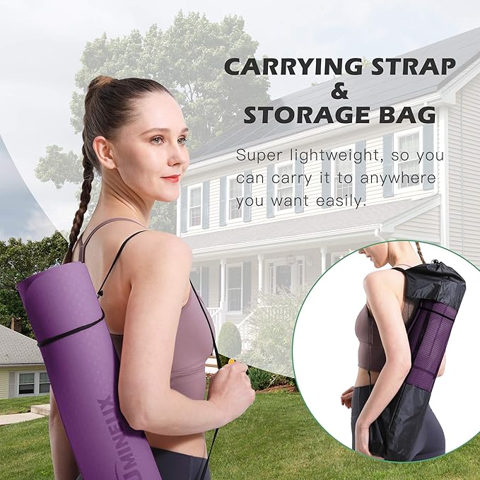UMINEUX Yoga Mat Extra Thick 1/3'' & 2/5" Non Slip Yoga Mats for Women Eco Friendly TPE Fitness Exercise Mat with Carrying Sling & Storage Bag