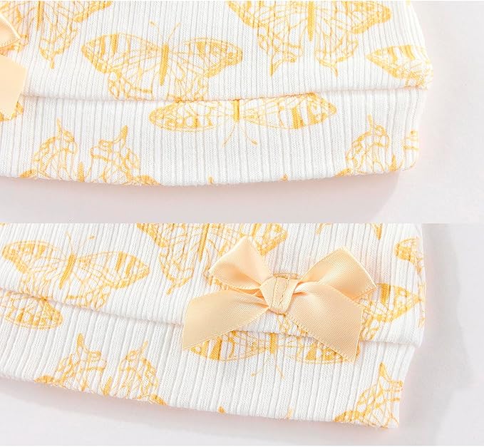 Baby Hat and Mittens Set Cotton Newborn Baby Hats Caps for Boys and Girls, 0-6 Months