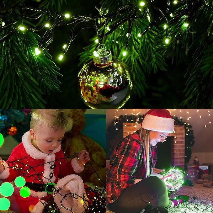 HOME LIGHTING 200 LED 66FT Christmas String Lights, St Patricks Day Fairy Lights with 8 Lighting Modes, String Mini Light Plug in for Indoor Outdoor Tree Garden Wedding Party Decoration, Green