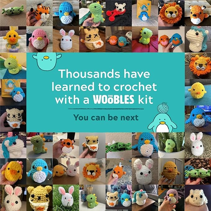 The Woobles Minecraft Crochet Kit – Beginner Crochet Kit for Adults & Kids, Easy Knitting Kit with Woobles Yarn, DIY Crafts, Crochet Animals, Minecraft Toys, Gift for Gamers & Crafters (Ender Dragon)