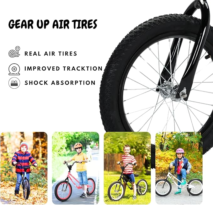 16 Inch Kids Balance Bike for 5-8 Year Old, BMX Kids Bike with No Pedals, Air Rubber Tires, Footrests, Adjustable Height for Big Kids, Boys, Girls