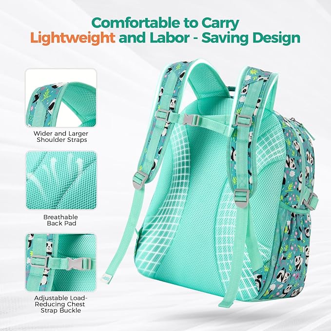 Choco Mocha Mermaid Backpack for Girls, Elementary School Backpack for Girls Ages 6-8 Kids Kindergarten Backpack Bookbag 17 Inch with Chest Strap, Green