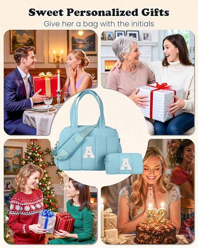 Duffle Bag, Weekender Bags for Girl，Gift for Mom-Initial Overnight Bag with Wet Pocket，Lightweight Dance Bags Personalized Gymnastics bag with Makeup Pouch