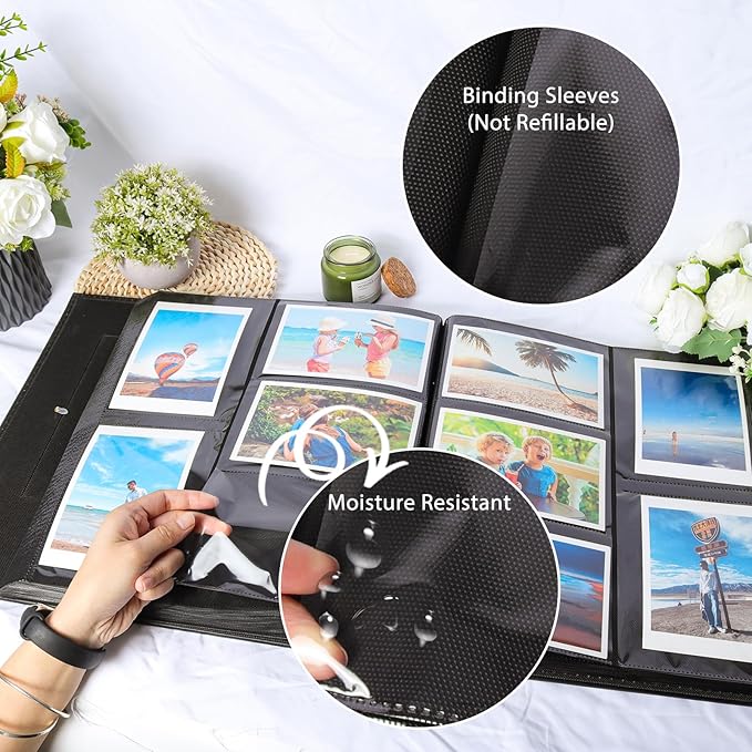RECUTMS Photo Album for 4x6 600 Photos, Leather Cover Extra Large Capacity Photo Book for Family Wedding Anniversary Baby (Gray)