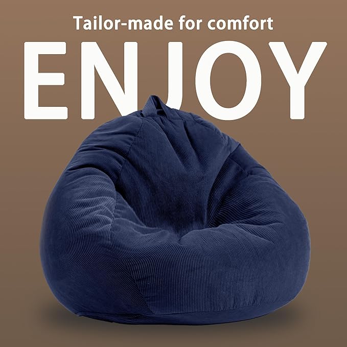 3FT Memory Foam Bean Bag Chairs for Teens or Kids with Filling Bean Bag Sofa with Handle Super Soft Washable Corduroy Fabric Lazy Sofa 3 Foot Pink