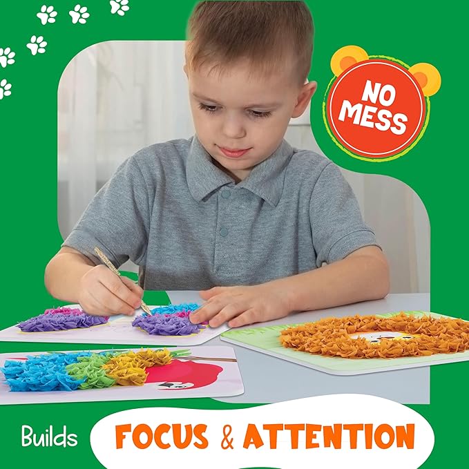 jackinthebox Poke Poke Art – Animals Theme, Mess-Free Fabric Art and Craft, Flower Pressing Kits, Gift for Kids, Girl Gifts, Boy Gift, Toys for Girls and Boys Ages 4 5 6 7 8