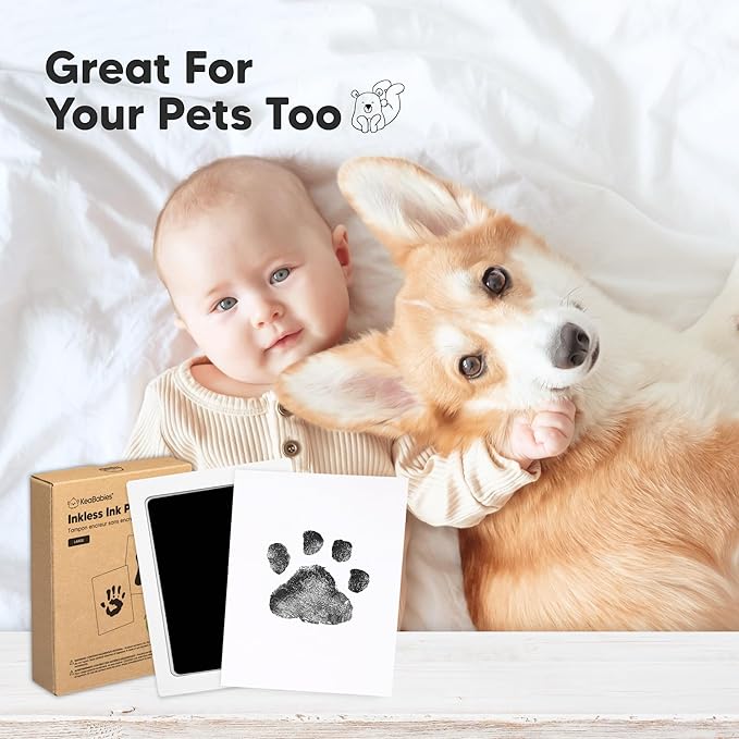 4-Pack Inkless Baby Hand and Footprint Kit - Mess Free Ink Pad for Newborn Keepsake, Dog Nose & Paw Print Kit, Clean Touch Ink Pad for Baby Hand & Footprints, Ideal New Mom Gifts (Holidays, L)
