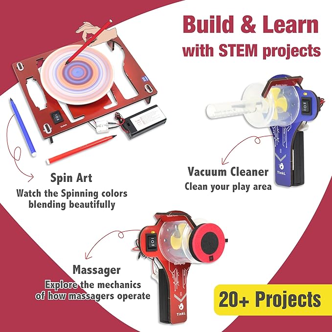 Butterfly EduFields STEM Kit for Kids Ages 6-12 | Build 20+ Motor Machines & DIY Engineering Projects | Science Gift for Boys & Girls | Robotics & Learning Toy