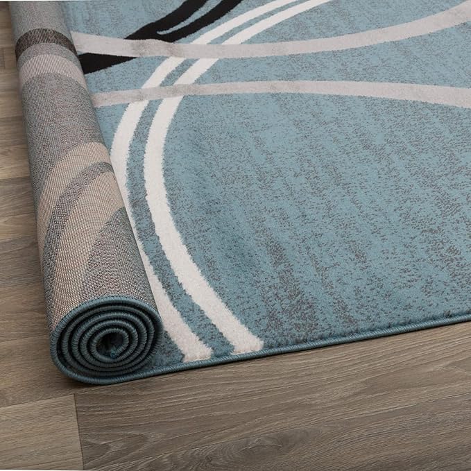Rugshop Modern Wavy Circles Design Area Rug 4' x 6' Blue