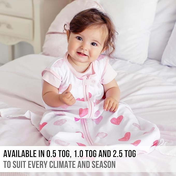 Baby Sleep Sack 1.0 TOG, Organic Cotton Baby Wearable Blanket with Two-Way Zipper, Swaddle Transition Baby Sleeping Bag, All-Season Sleep Sack for Newborn Infant Toddler Boy Girl