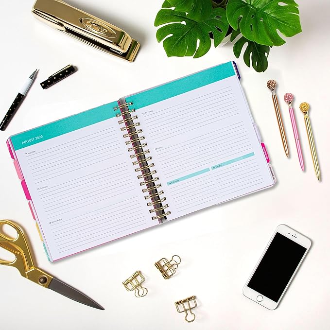 Votum 18-Month Day Large Planner, 2025-2026, Daily, Weekly & Monthly, January 2025 - June 2026, Life Is Good - Appointment Book with 3 Sticker Sheets, Twin-Ring Binding, Notes Pages - School & Work